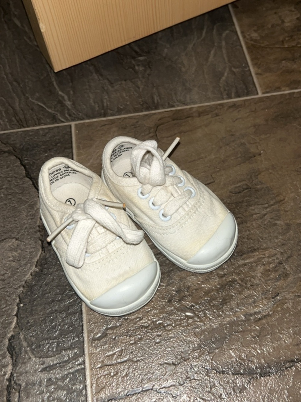 Circo Cream Canvas Baby Lace-Up Sneakers with White Toe